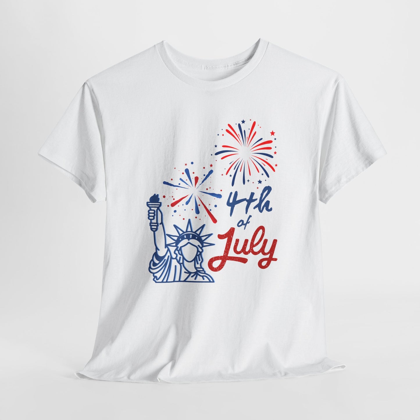 Patriotic 4th of July Tee, Unisex Heavy Cotton T-Shirt, Summer BBQ Style, Independence Day Celebration Shirt, Fireworks Graphic Tee