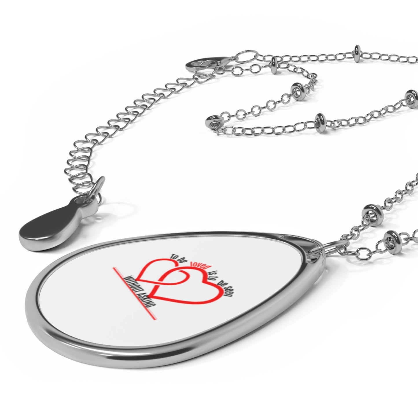 Romantic Oval Necklace with Heart Design, Personalized Jewelry, Gift for Her, Valentine’s Day, Anniversary, Fashion Accessory