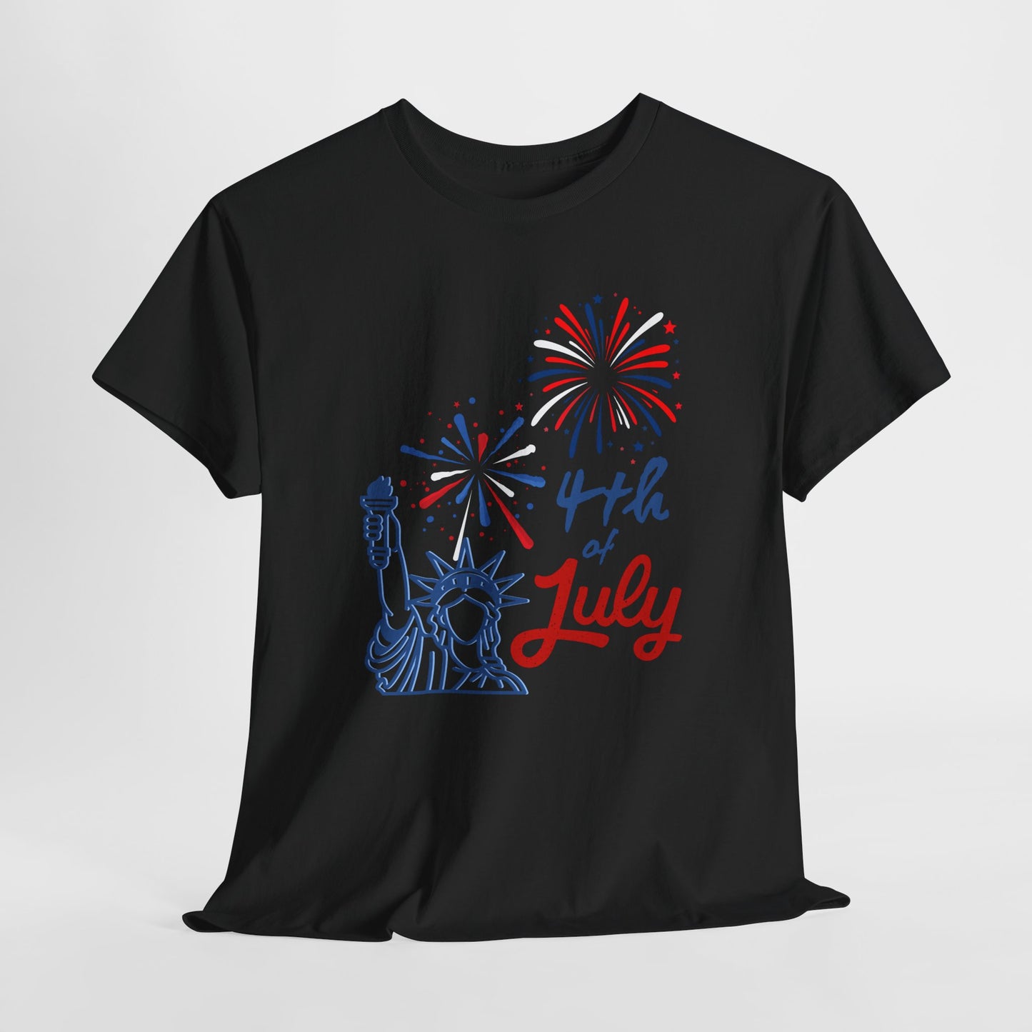 Patriotic 4th of July Tee, Unisex Heavy Cotton T-Shirt, Summer BBQ Style, Independence Day Celebration Shirt, Fireworks Graphic Tee