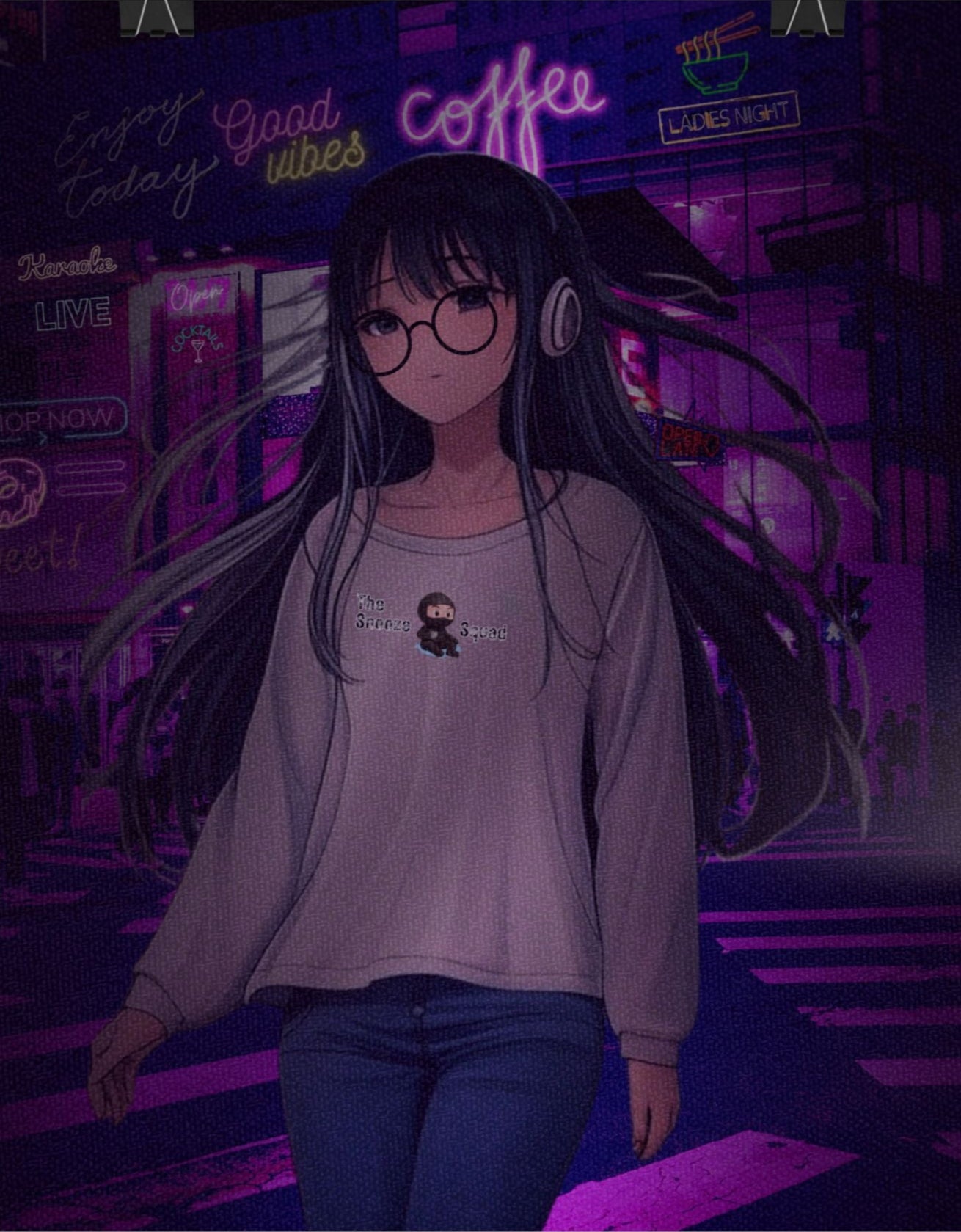 Vibrant Anime Wall Art Poster - 'Good Vibes' Coffee Shop Design