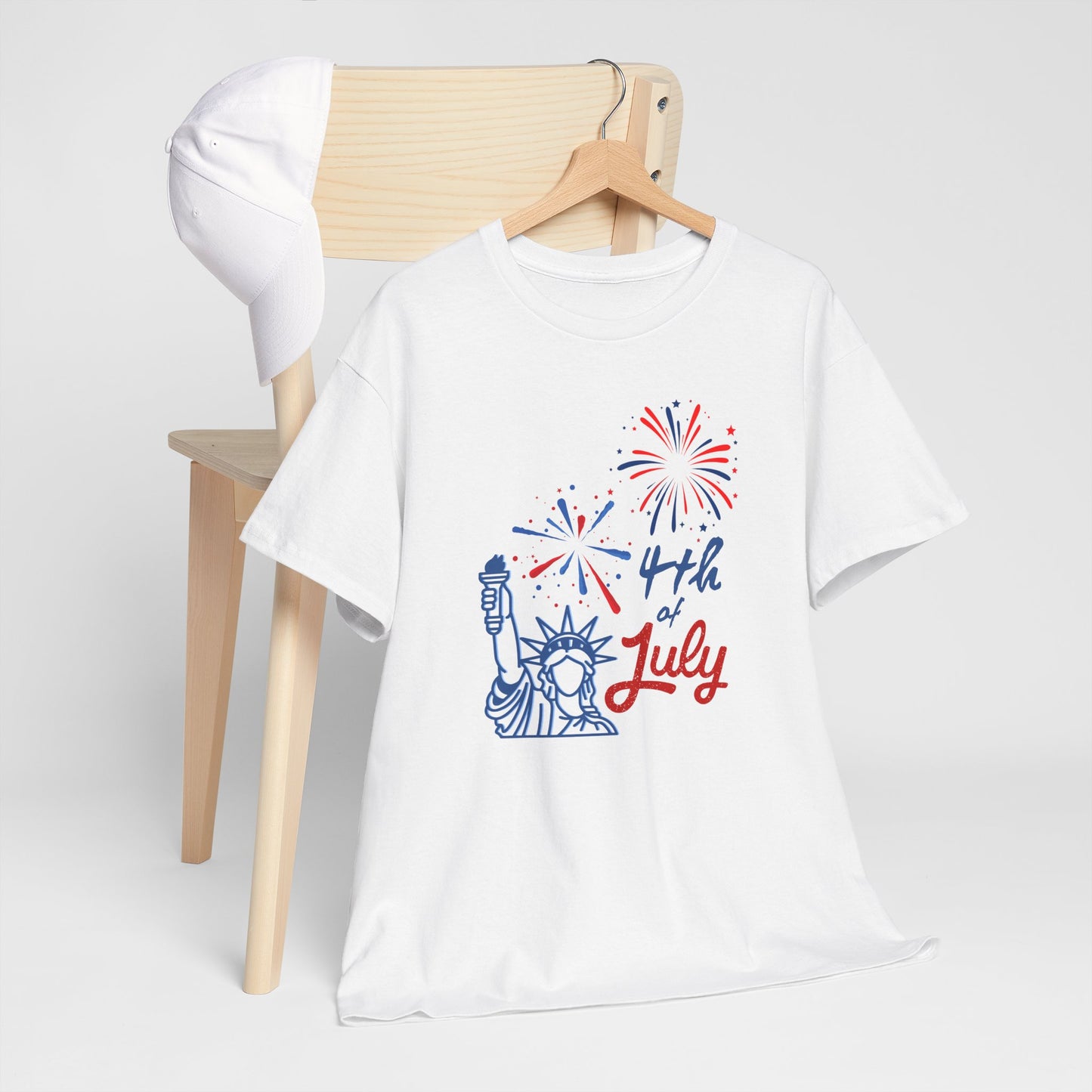 Patriotic 4th of July Tee, Unisex Heavy Cotton T-Shirt, Summer BBQ Style, Independence Day Celebration Shirt, Fireworks Graphic Tee