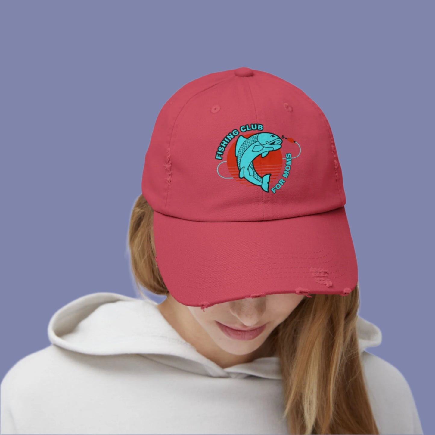 Fishing Club Distressed Cap for Moms Trendy Unisex Hat