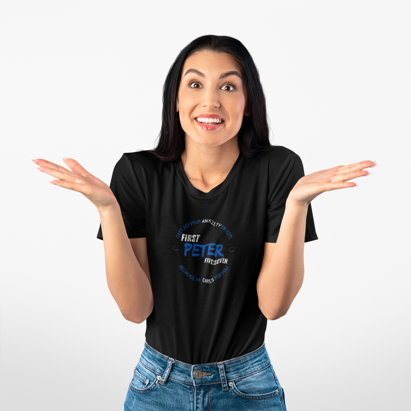 Bible Verse Unisex Tee 1 Peter 5 7 Inspirational Mental Health Shirt