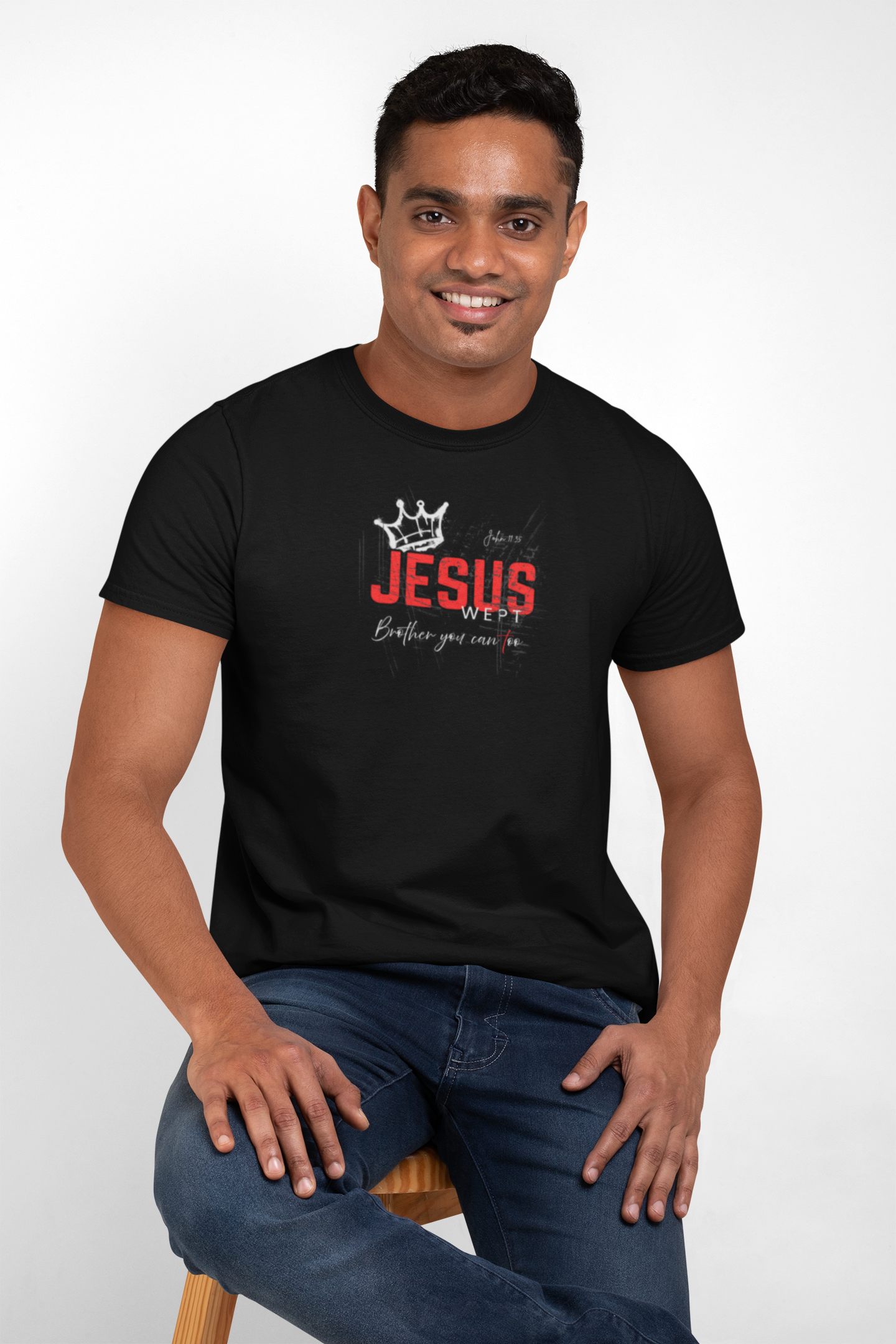 T-Shirt Breaking the Stigma Men Can Cry Jesus Wept Unisex Heavy Cotton Tee