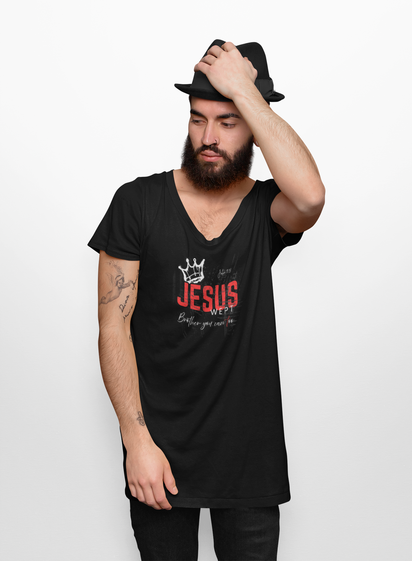 T-Shirt Breaking the Stigma Men Can Cry Jesus Wept Unisex Heavy Cotton Tee