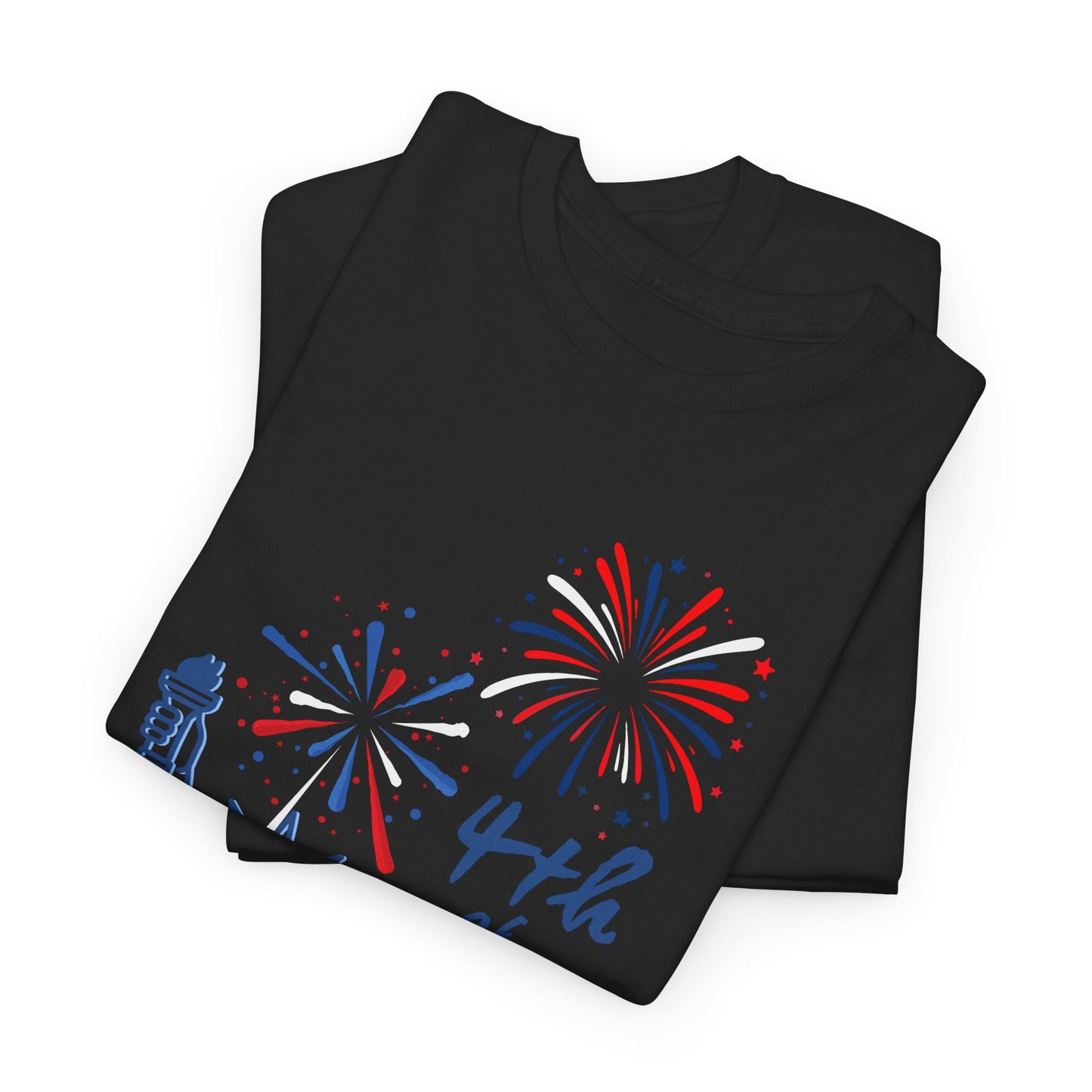 Patriotic 4th of July Tee, Unisex Heavy Cotton T-Shirt, Summer BBQ Style, Independence Day Celebration Shirt, Fireworks Graphic Tee
