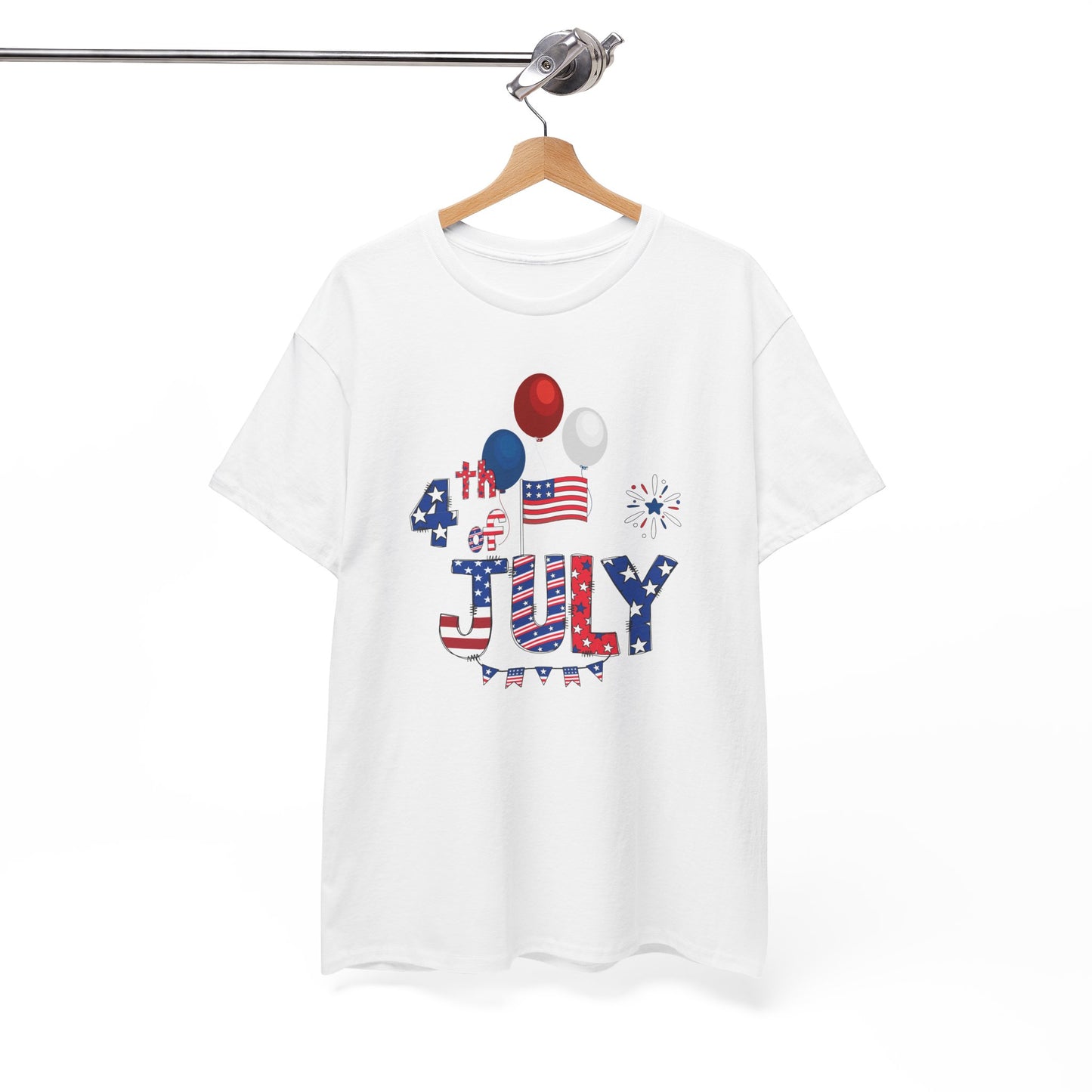 Patriotic 4th of July Tee, USA Independence Day Shirt, Unisex Heavy Cotton Top, Summer BBQ Outfit, Festive Holiday Apparel