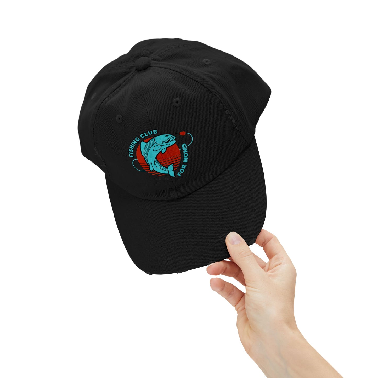 Fishing Club Distressed Cap for Moms Trendy Unisex Hat