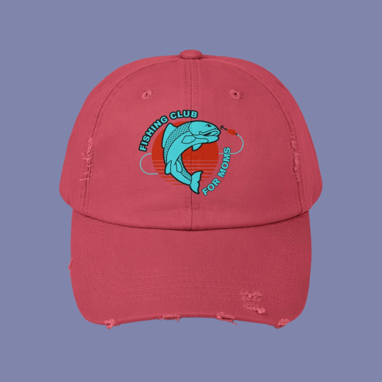 Fishing Club Distressed Cap for Moms - Trendy Unisex Hat