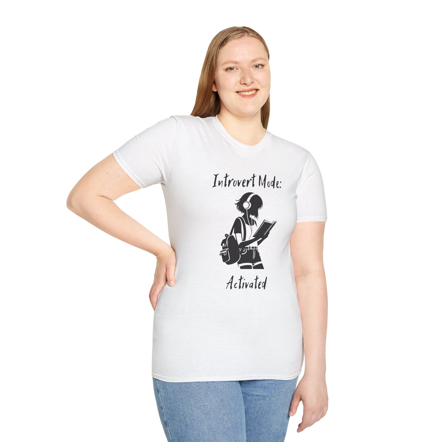 Introverted Mode Activated Tee Funny T Shirt Cotton Tee for Introverts Gift for Book Lovers Relaxed Fit Casual Wear