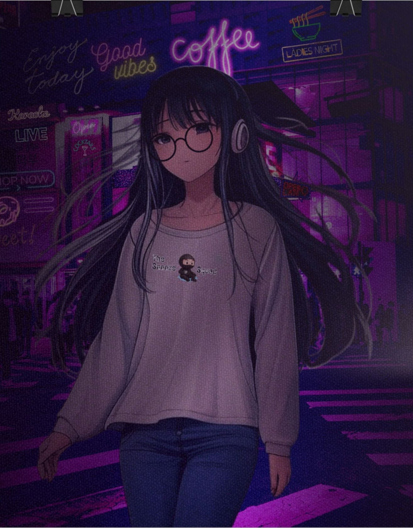 Vibrant Anime Wall Art Poster - 'Good Vibes' Coffee Shop Design