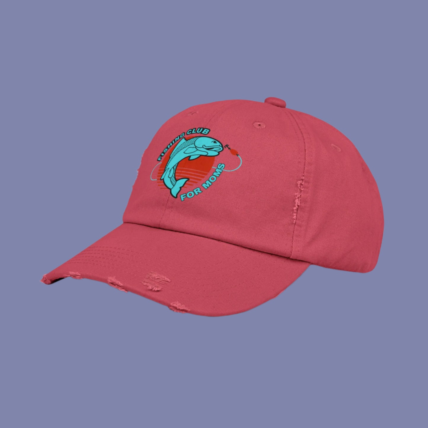 Fishing Club Distressed Cap for Moms Trendy Unisex Hat