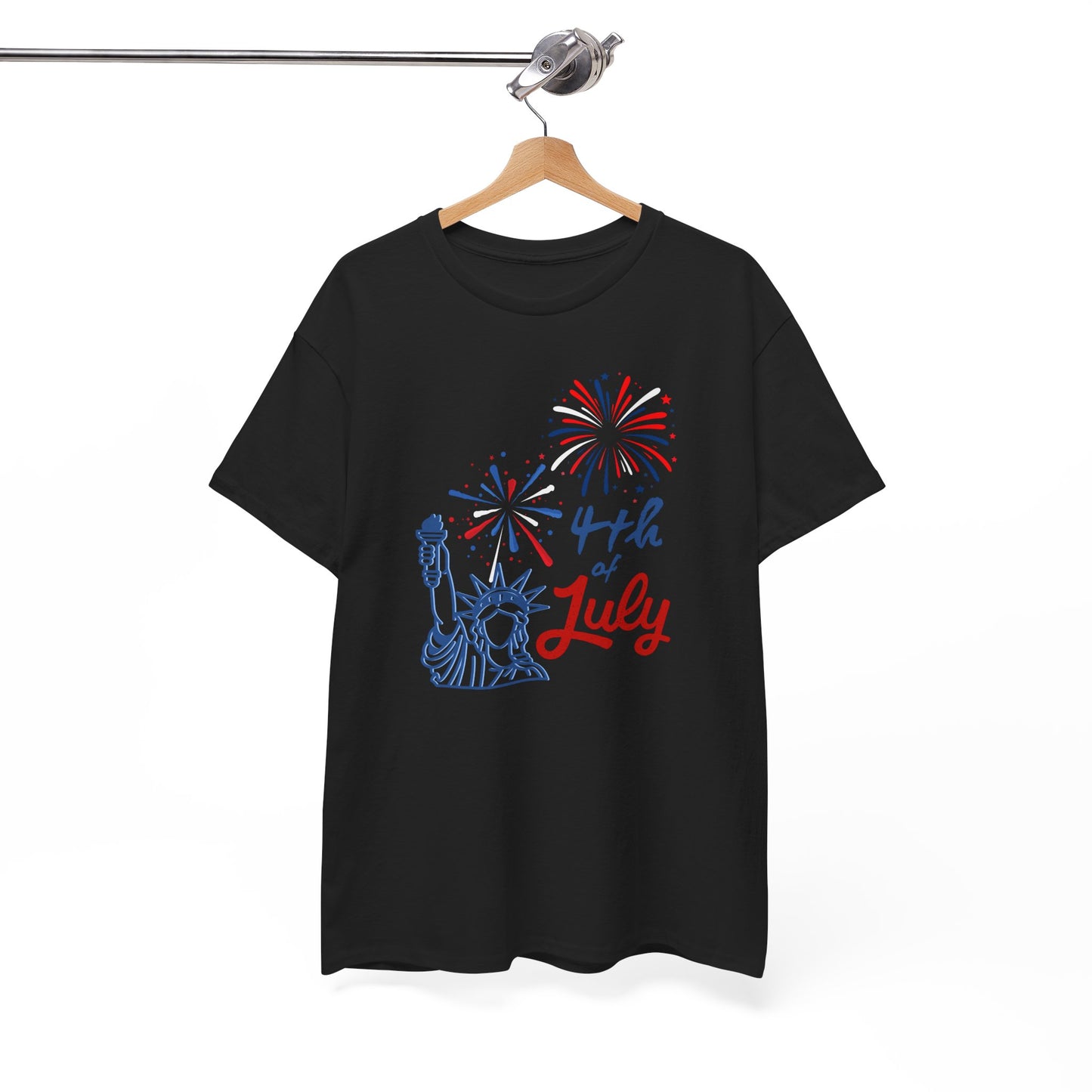 Patriotic 4th of July Tee, Unisex Heavy Cotton T-Shirt, Summer BBQ Style, Independence Day Celebration Shirt, Fireworks Graphic Tee