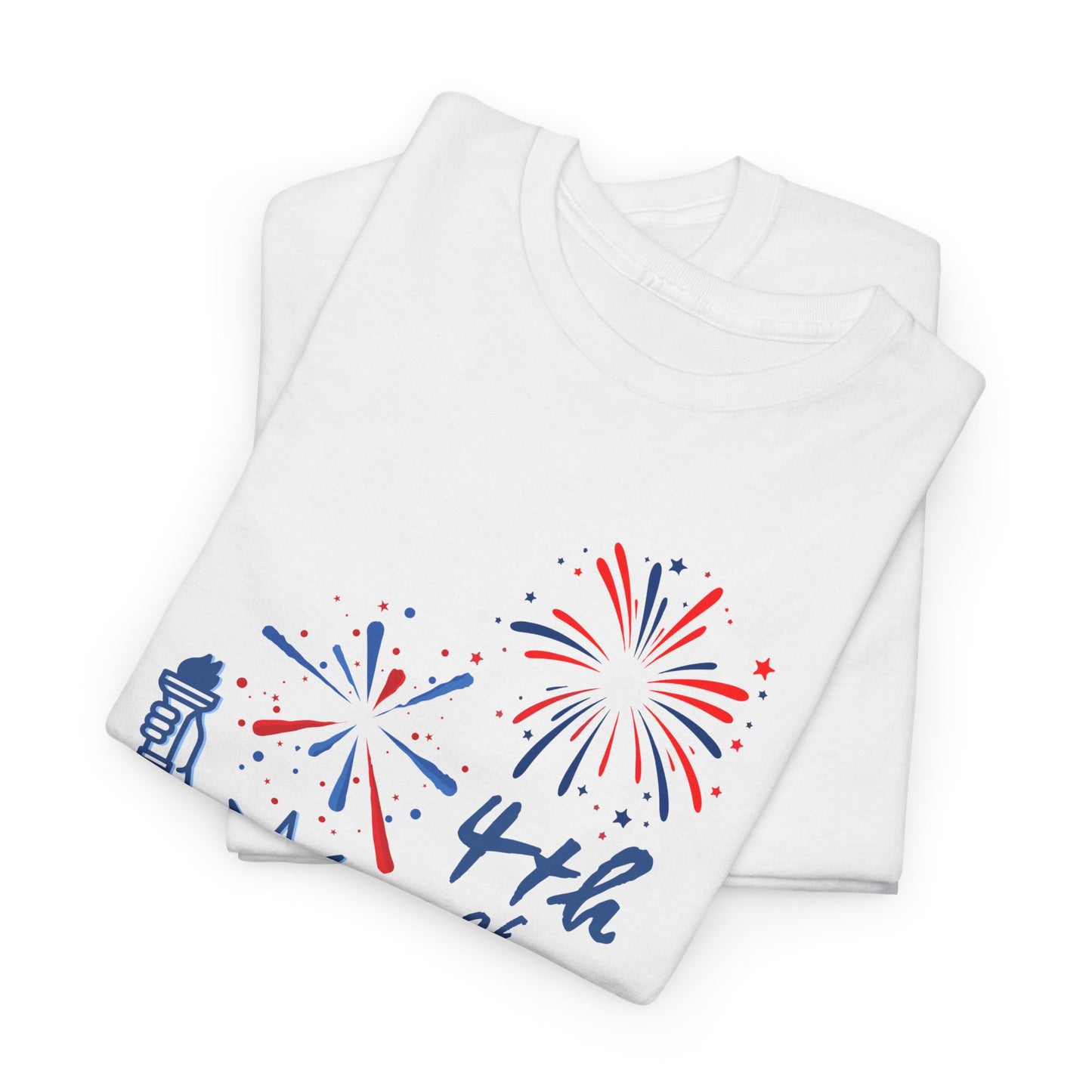 Patriotic 4th of July Tee, Unisex Heavy Cotton T-Shirt, Summer BBQ Style, Independence Day Celebration Shirt, Fireworks Graphic Tee