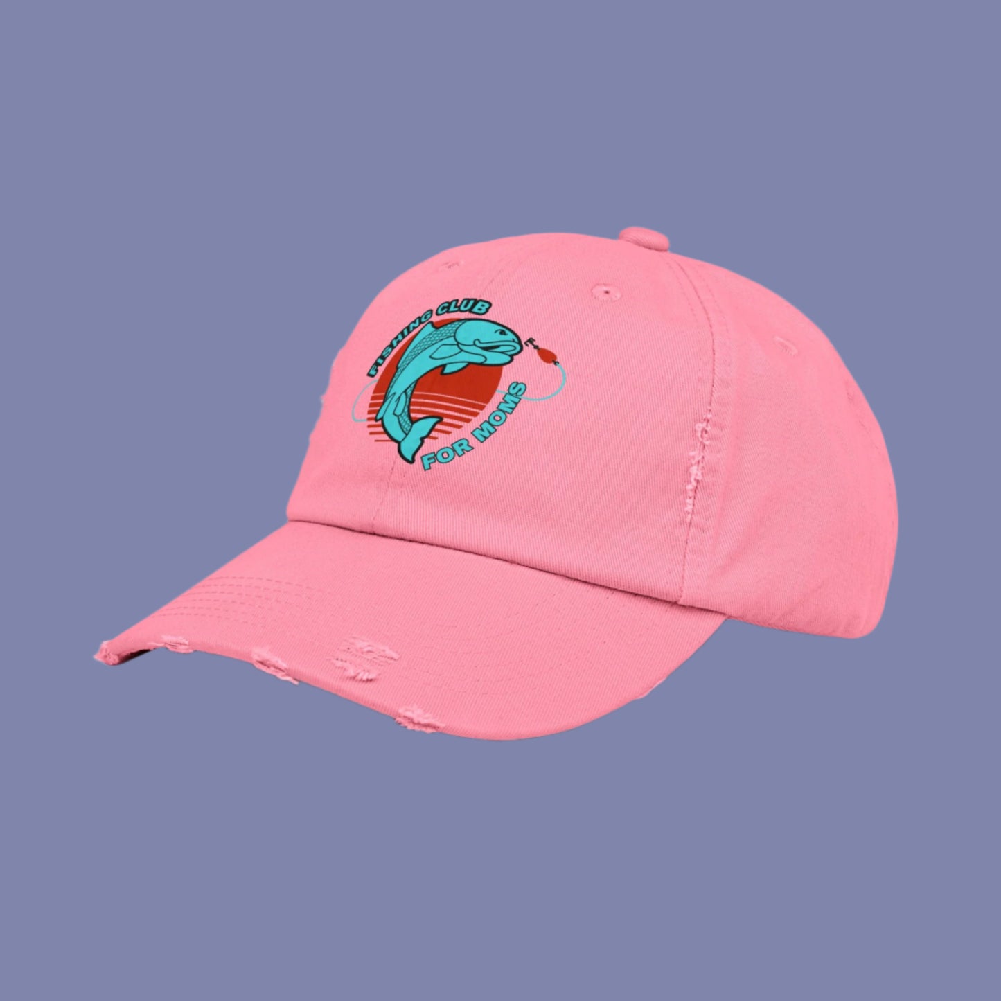 Fishing Club Distressed Cap for Moms Trendy Unisex Hat