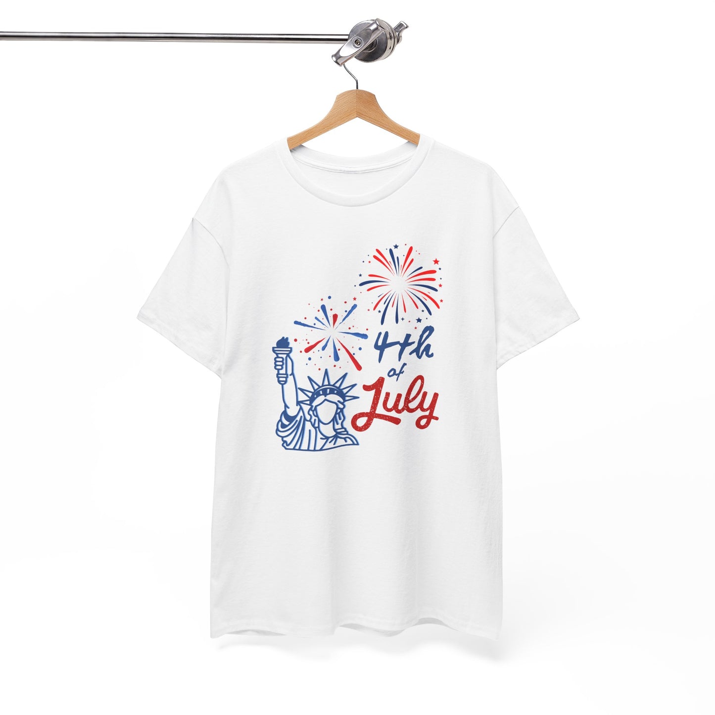 Patriotic 4th of July Tee, Unisex Heavy Cotton T-Shirt, Summer BBQ Style, Independence Day Celebration Shirt, Fireworks Graphic Tee