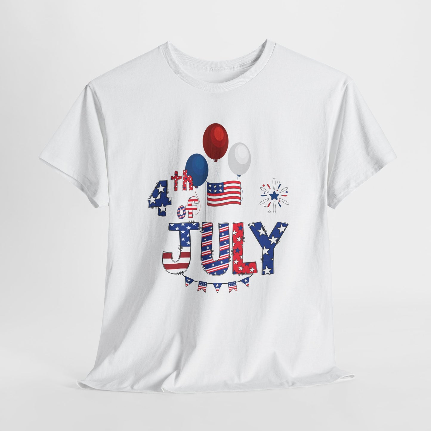 Patriotic 4th of July Tee, USA Independence Day Shirt, Unisex Heavy Cotton Top, Summer BBQ Outfit, Festive Holiday Apparel