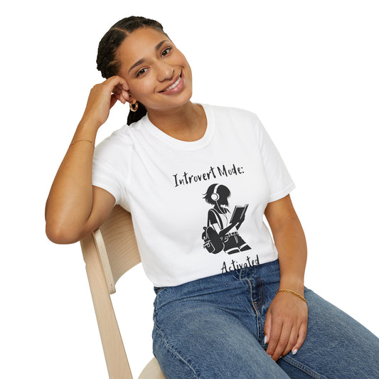 Introverted Mode Activated Tee Funny T Shirt Cotton Tee for Introverts Gift for Book Lovers Relaxed Fit Casual Wear