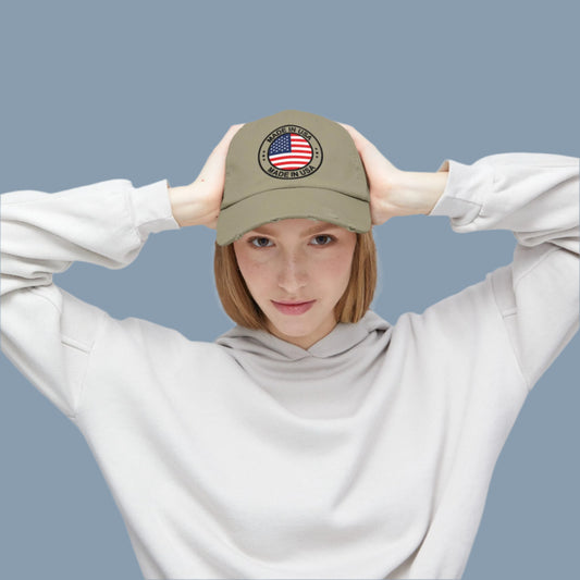 Made in USA Distressed Cap, Vintage Style Hat, Unisex Caps, American Flag Hat, Casual Summer Accessory