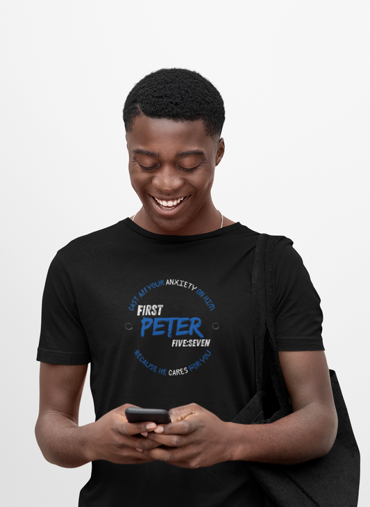 1 Peter 5:7 Unisex Tee - Inspirational T-Shirt for Mental Health