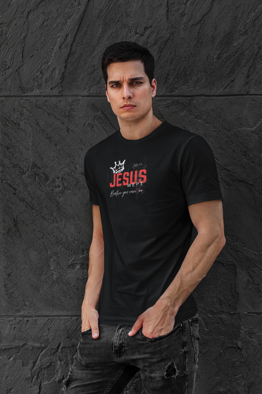 T-Shirt Breaking the Stigma Men Can Cry Jesus Wept Unisex Heavy Cotton Tee
