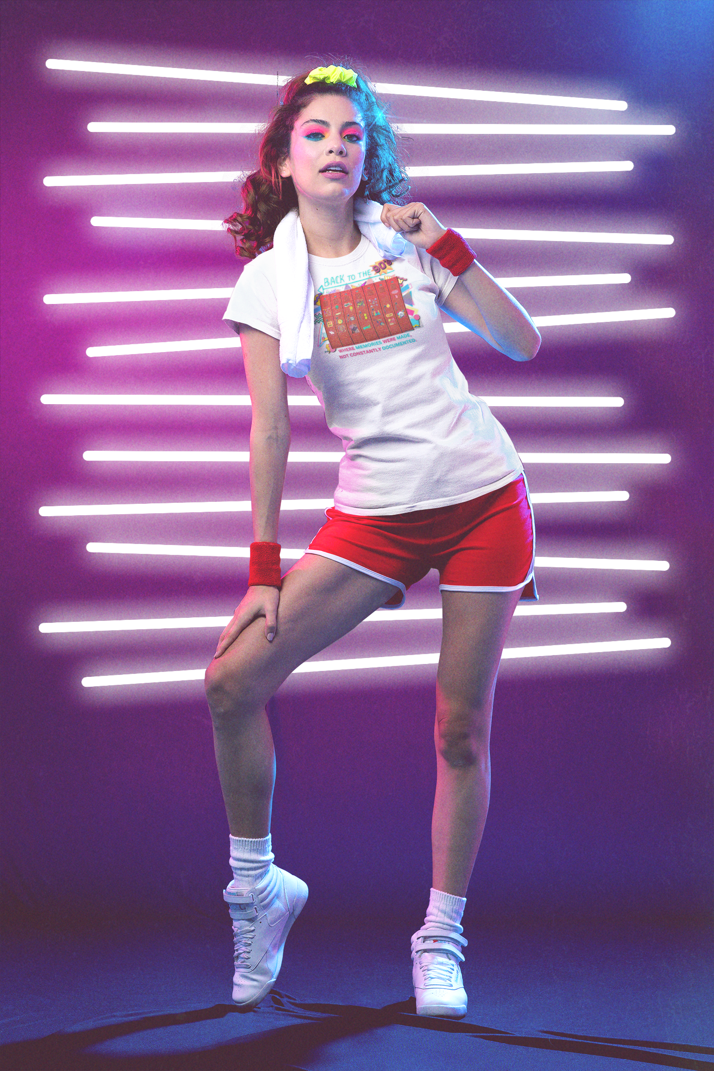 Nostalgic 90s Inspired T Shirt with Lockers and Stickers Design