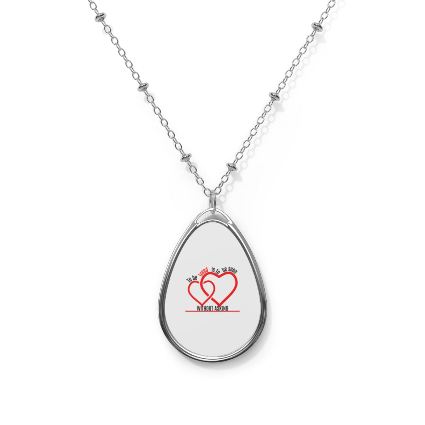 Romantic Oval Necklace with Heart Design, Personalized Jewelry, Gift for Her, Valentine’s Day, Anniversary, Fashion Accessory