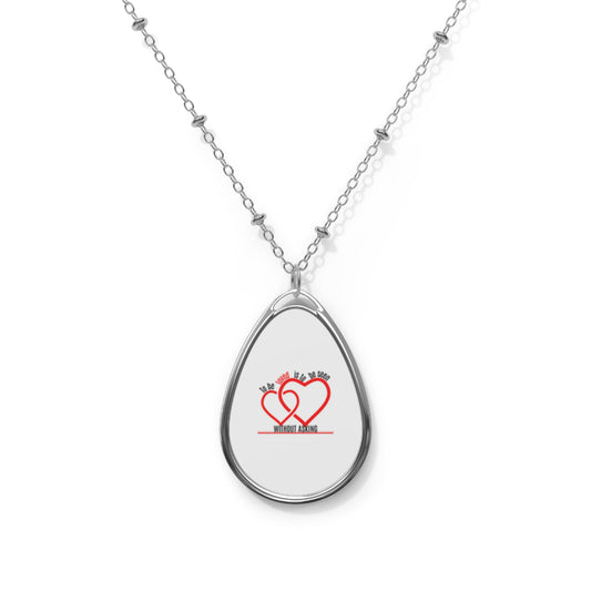 Romantic Oval Necklace with Heart Design, Personalized Jewelry, Gift for Her, Valentine’s Day, Anniversary, Fashion Accessory
